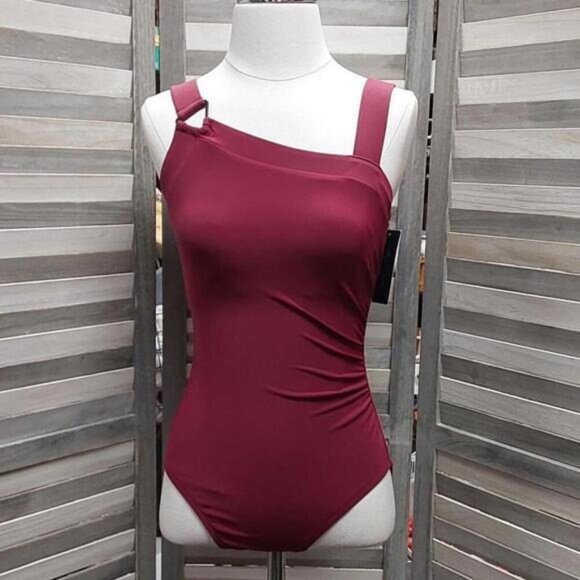 Women's Asymmetrical Shoulder One Piece Swimsuit | Aqua Green | Small - Picture 1 of 13